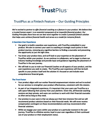 Guiding Principles: Neighborhood Trust and Fintech